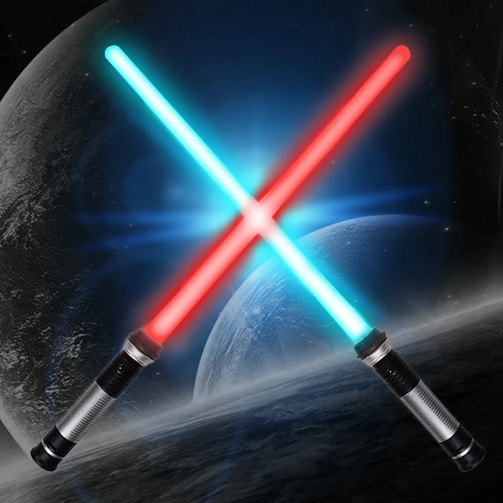 

2PCS 7 Colors Star Battle Wars Light Sword with Sound Effect Double Light Saber Props Glowing Lightsaber Toy Sword Kids Gifts