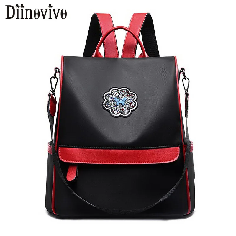 

Diinovivo Preppy Style Women Backpack Female School Bag Teenage Girl Patchwork Bag Travel Zipper Backpack Mochila Feminina LBF33