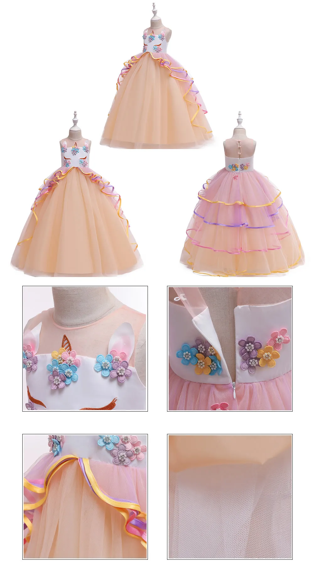Платье с единорогом для девочек; Длина до пола; костюм с единорогом для дня рождения; детское нарядное платье; детское летнее платье без рукавов; одежда