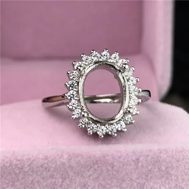 

H style oval shape rings basis S925 silver ring base shank prong setting stone inlaid jewelry DIY women ring settings