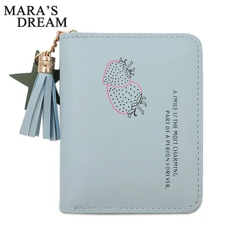 

Mara's Dream Women Wallet PU Leather Wallet Purses Cute Printed Solid Tassel Zipper Coin Purse Credit Card Holder Short Wallets