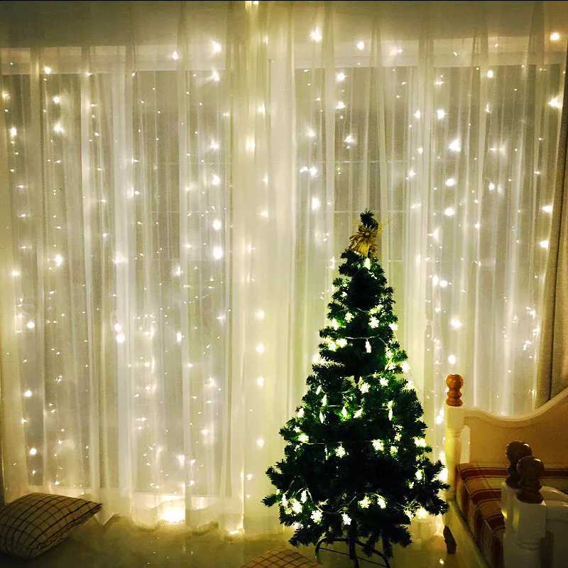 

2/3M White Led Icicle Led Garland Curtain Fairy String Light Strings Led Christmas Light for Wedding Home Party Decoration