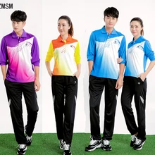 ZMSM мужские и женские теннисные рубашки с длинным рукавом, набор для бадминтона, настольного тенниса с отложным воротником, теннисная футболка и штаны, спортивная одежда NM5070