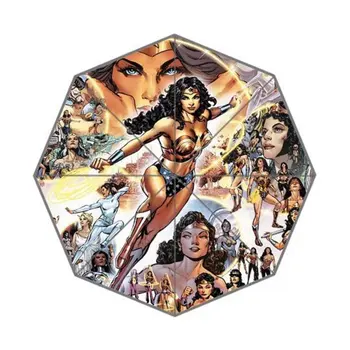 

custom Rainbow Rain Wonder Woman Auto Foldable Sun Rain Umbrella Windproof Anti-UV