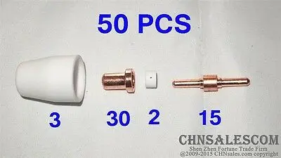 CHNsalescom 50 шт. PT-31 плазменный резак потребляет Расширенный наконечник электрода для резки-40