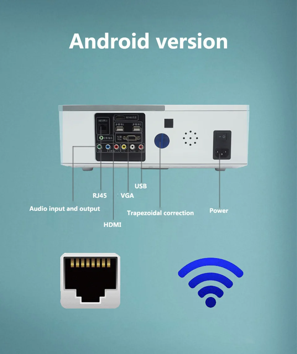 ByJoTeCH RS580 WIFI LED projector 1080P Proyector Android 6.0 Bluetooth With Tripod 10m HDMI Curtain Wall Bracket