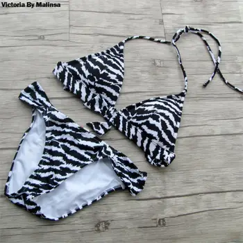 

Special!! Women Bikinis Triangle Black white zebra pattern Sexy Secret Sathing Suit Mix Top or Bottom Brazilian Swimwear