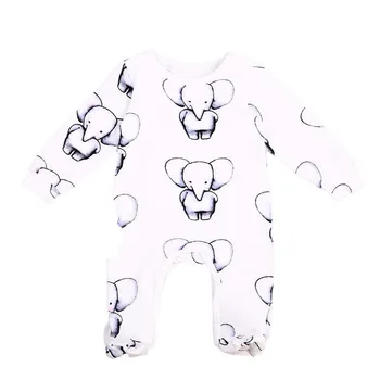 

0-24M Casual Newborn Baby Boy Girl Long Sleeve Elephant Print Cotton Romper Jumpsuit Outfit Baby Clothes