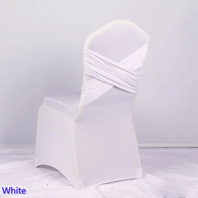 White Colour Universal Lycra Chair Covers Two Cross Spandex Swag White Colour Universal Lycra Chair Covers Two Cross Spandex Swag Back Cover Luxury Wedding Party