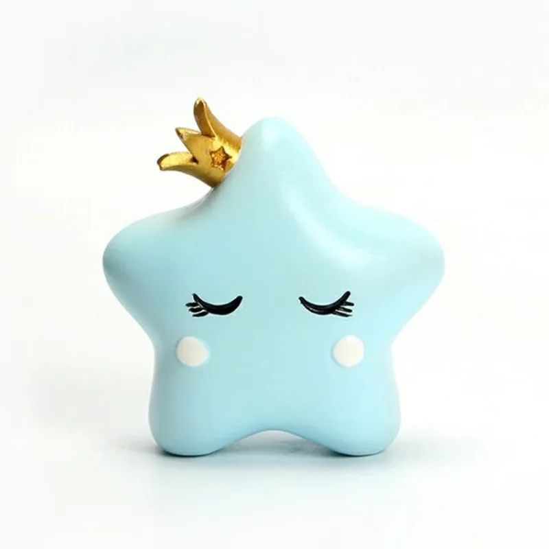 

New Resin Star Cake Decoration Happy Birthday Cake Topper Kids Party Favor Decora for Home Baby Shower Boy&Girl Blue Pink Yellow