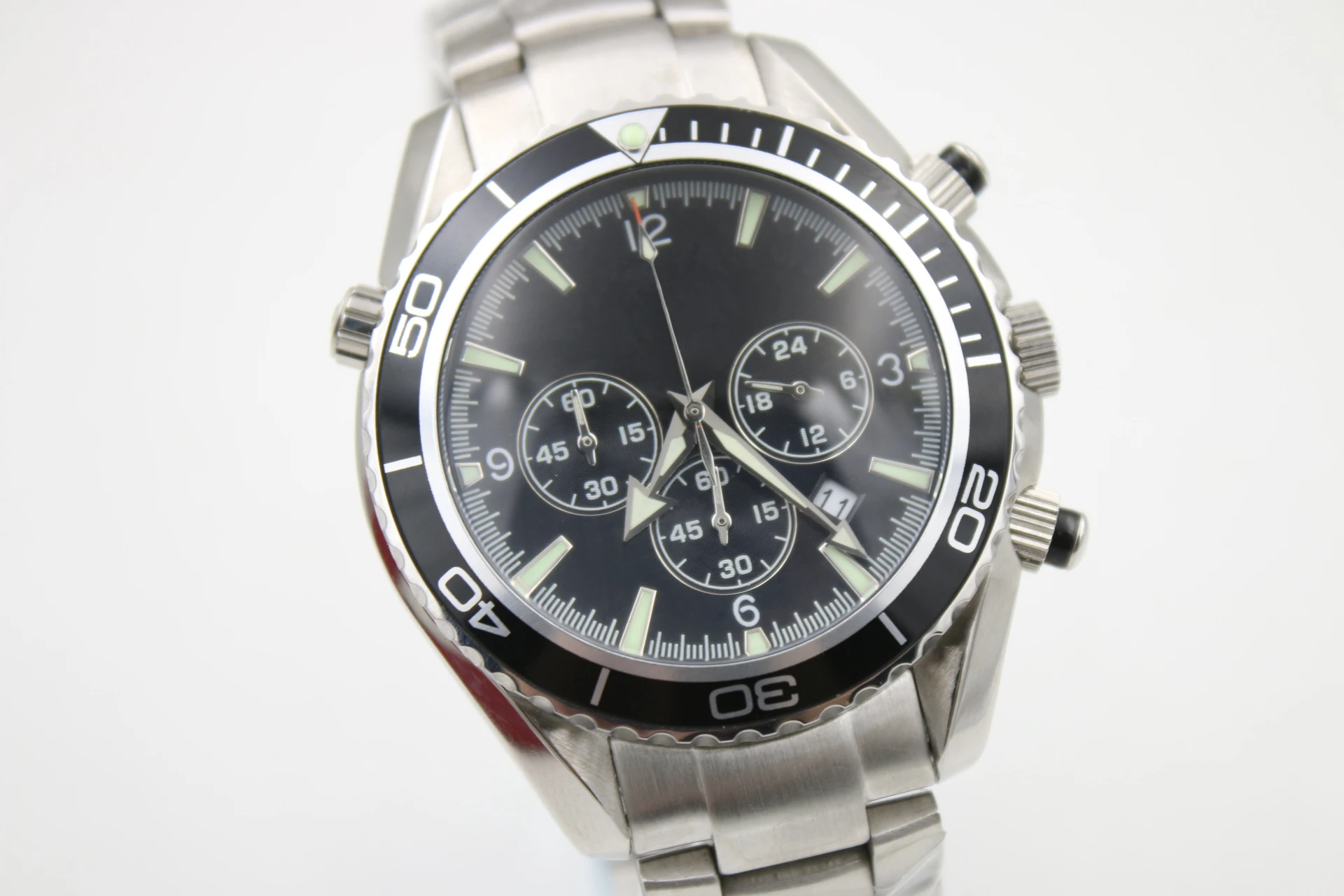 

2019 AAA+ Quality Automatic Movement Date Co-Axial Sea 42mm Silver Master Watch All Work Black Dial Wristwatch