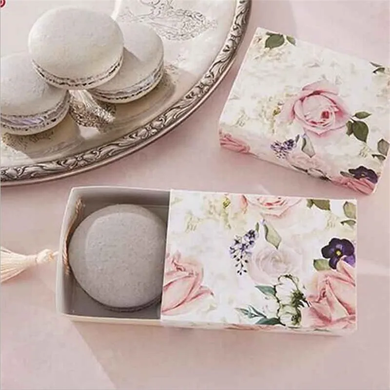 

25pcs rose flower wedding gift box DIY Drawer Shaper Favor Box Travel Candy Box With Decoration For Party