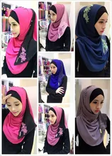 2017 Patterened Hijabs Women Patterened Hijabs Muslim Real Adult Appliques Chiffon Formal New Women’s Clothing Color Matching
