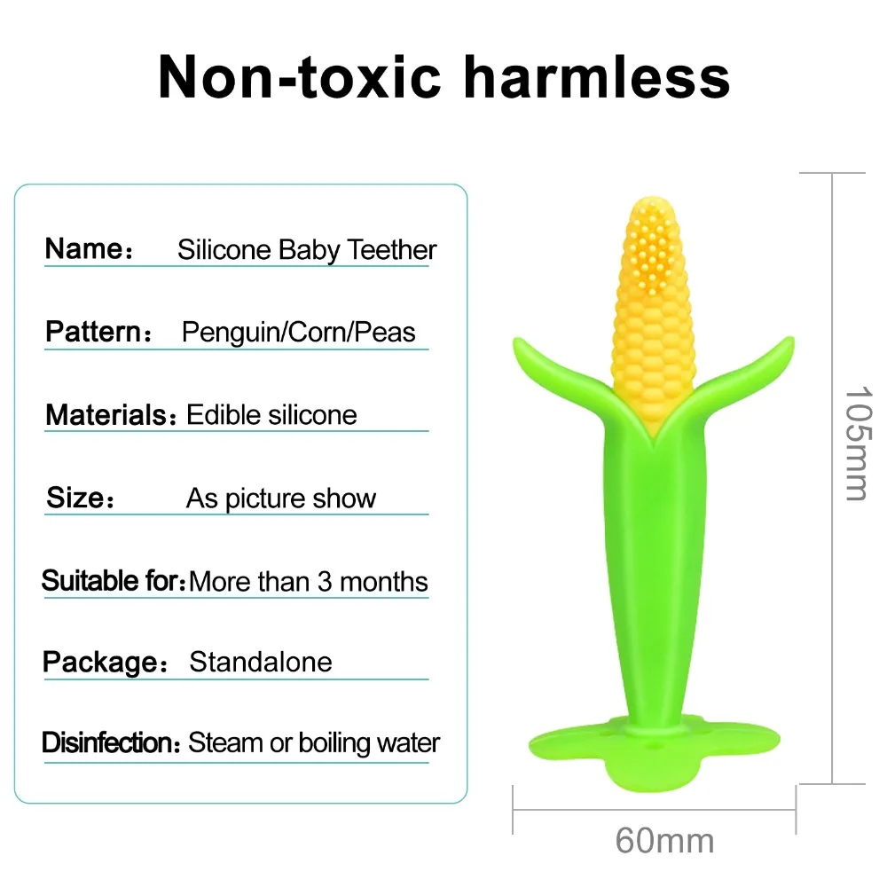 High Quality Silicone Toothbrush And Environmentally Safe Baby Teether Care Animal Teething Kids Corn Teether Children Chewing