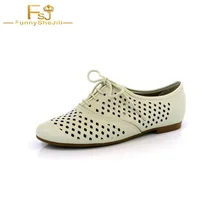 Womam бежевый открытые босоножки Винтаж оксфорды женские туфли на плоской подошве Удобные круглый носок lacp-до с перекрестной шнуровкой Повседневное FSJ Размер 11