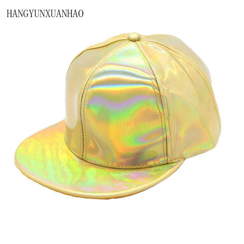 

2019 Fashion Unisex Silver Laser Baseball Cap Men Hip Hop Holographic Casquette Women Snapback Rainbow Basketball Hat
