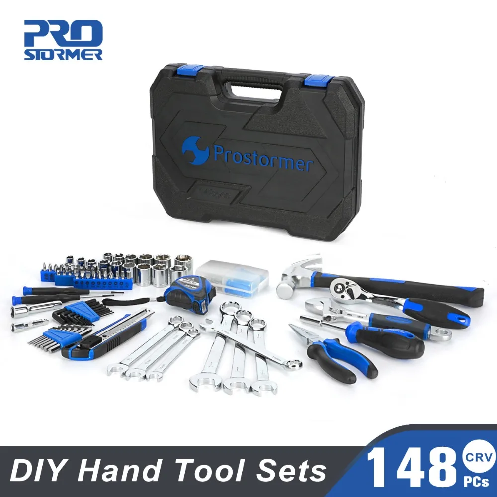 

Prostormer 148 Pcs Hand Tools Set Household Tool Kit for car Set Socket Wrench Screwdriver Tool Box with Combination Toolbox