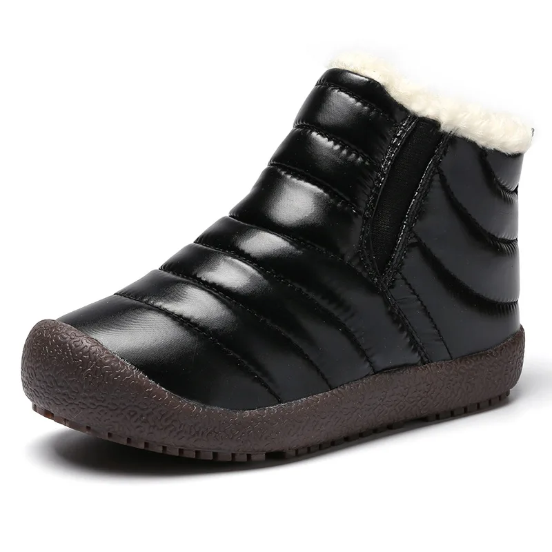 

ULKNN Winter Boots For Children Plush Black Purple Yellow Pink Slip-on 29 30 31 32 Waterproof Warm Teenager 's Snow Botas