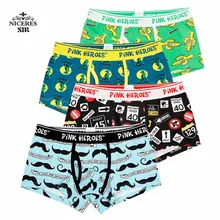 Розовый герой, 4 шт./партия, мужское нижнее белье, боксеры, мужское нижнее белье, хлопок, роликовый принт, цветные, боксеры, Мультяшные, модные боксеры, шорты