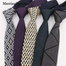 Mantieqingway классические Вязаные Галстуки для Для мужчин облегающий узкий галстук гравата, тонкий Свадебные носовая галстук Wovean Вязание воротник связей