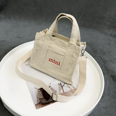 Pocket Mini Canvas And Leather Tote Bag in Multicoloured