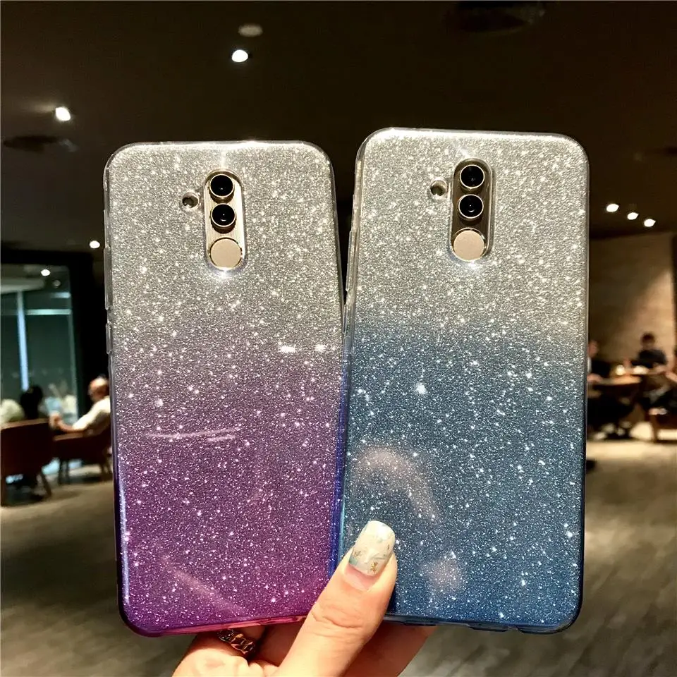Блестящий градиентный ТПУ чехол для Huawei Mate 20 Lite P30 Pro P20 P10 Nova 4 3 Honor 10 9 8 8X 7X 6X 6A 7A 5A 7C