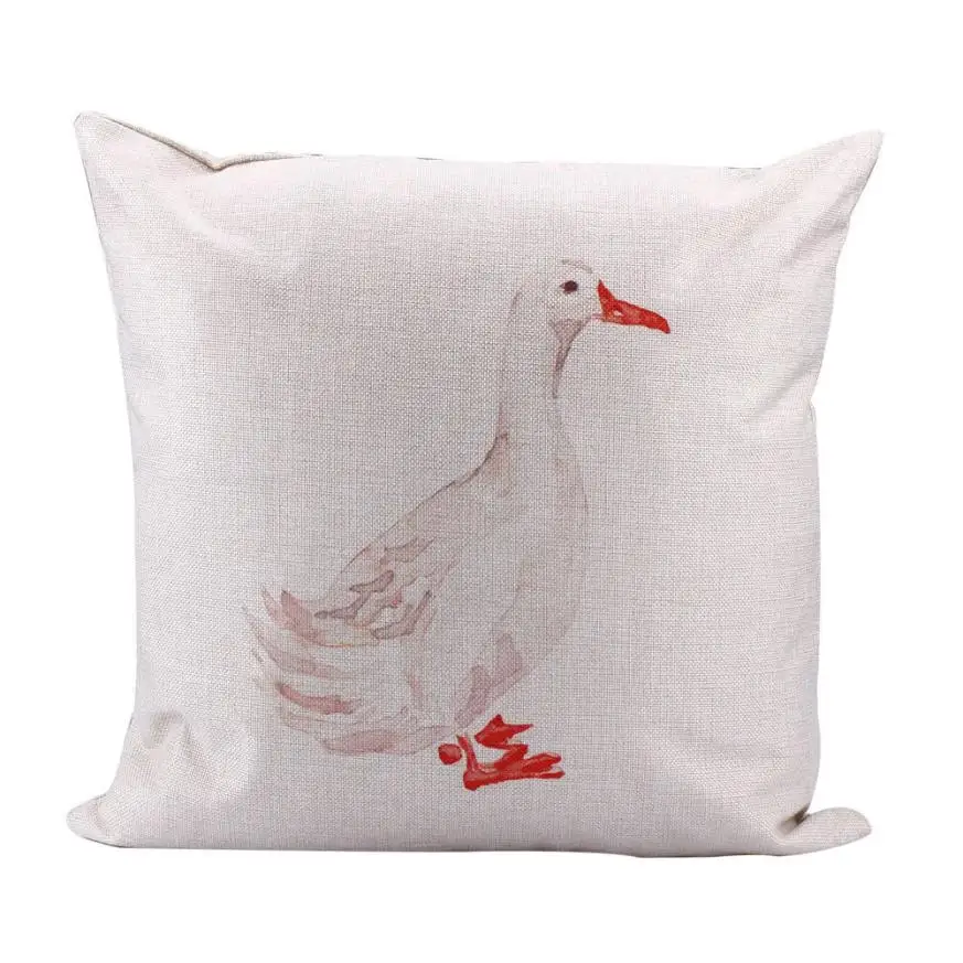 2016 Dark Print Pattern Linen Square Duck Throw Flax Pillow Case Decorative Cushion Pillow Cover ...