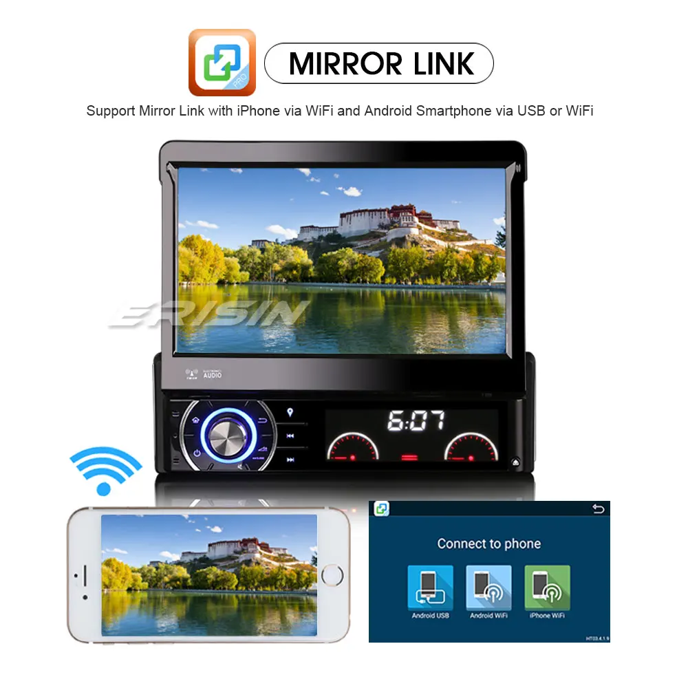 Erisin ES5790U " HD 1 Din Android 6,0 DAB+ автомобильный Радио DVD gps навигация OBD DTV-IN WiFi 4G интернет