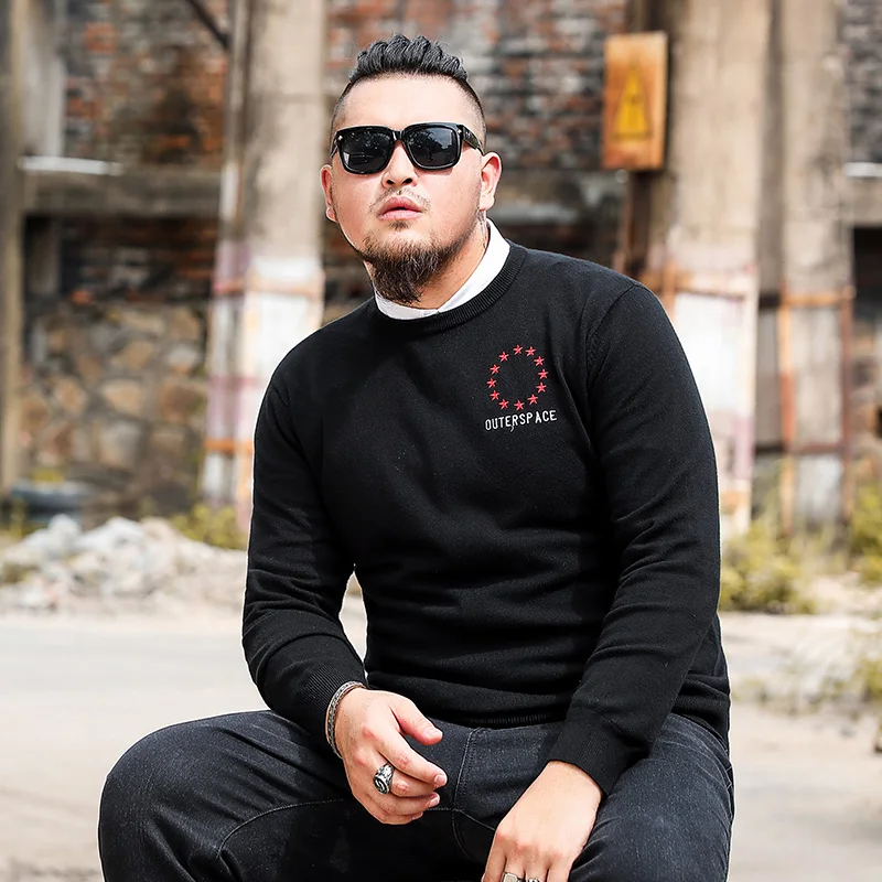 

Men Sweater O-Necked Solid color with Star Pattern with Letters XL-6XL for Fat Big Size