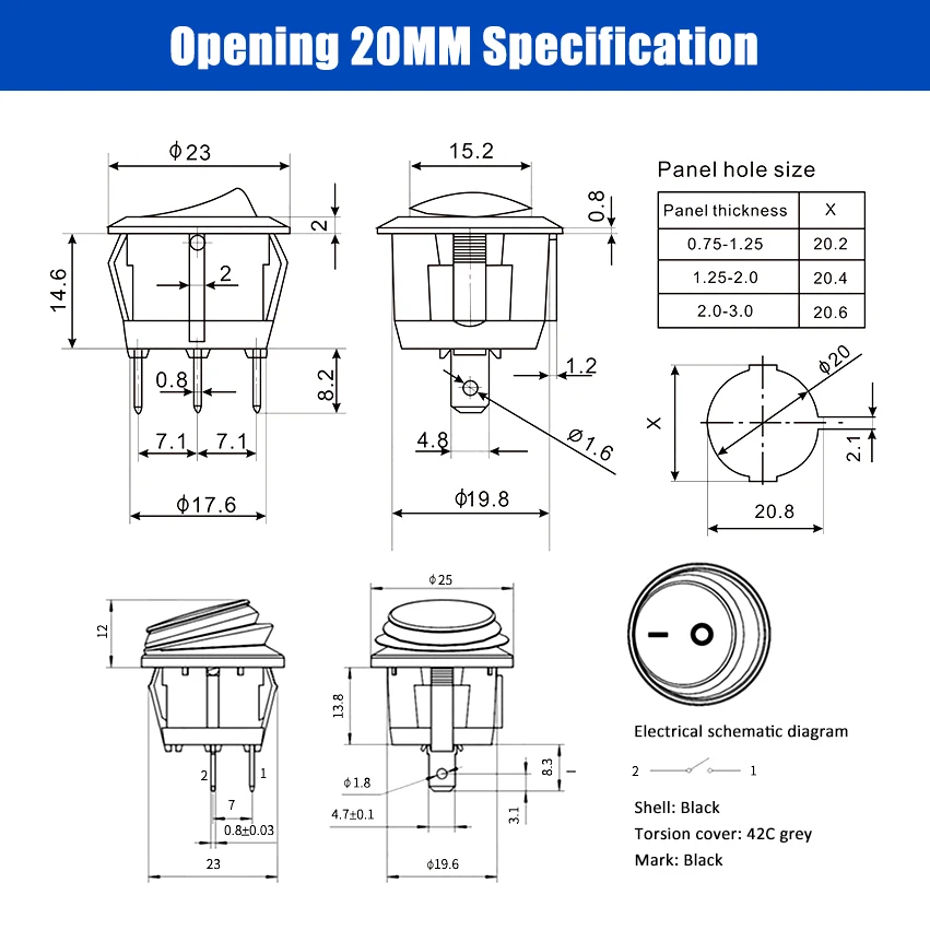 20MM开孔系列规格书