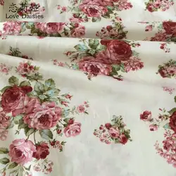 100% хлопок саржа бежевый большой цветочный с принтом в горошек для DIY малыш постельный принадлежности подушки одежда платье ручная вышивка