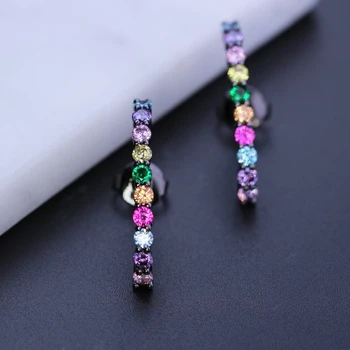 

Newranos Line Shape Rainbow Earrings Multicolor Natural Rainbow Stone Piercing Earrings for Women Fashion Jewelry EWX002222