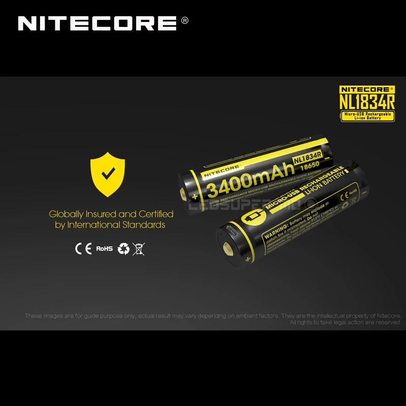 Горячая распродажа Nitecore NL1834R 3400mAh Micro USB 18650 литий ионная аккумуляторная батарея с
