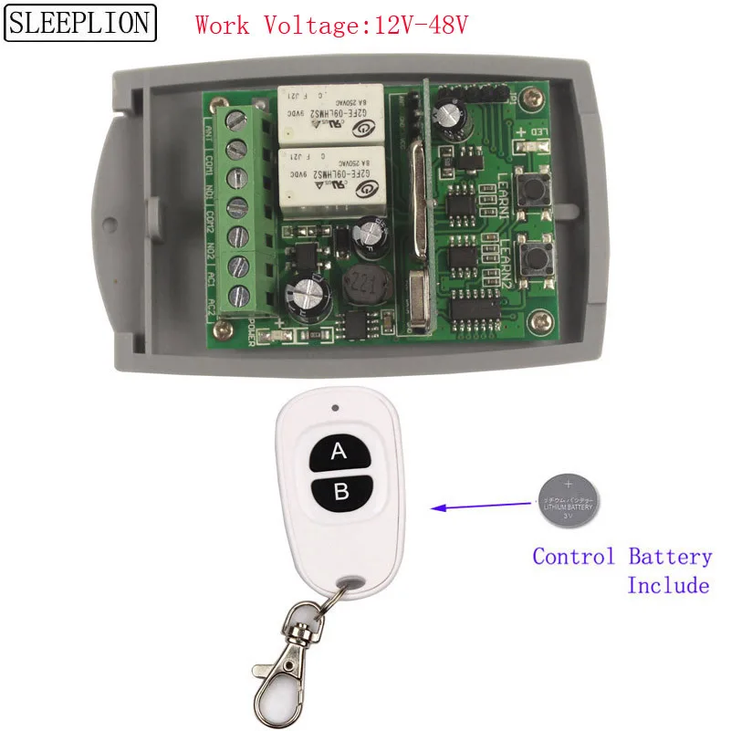Sleeplion 12V 24V 36V 48V 2CH Беспроводное дистанционное управление освещением вкл. Выкл. Передатчик приемник 2CH релейпереключатель ворота дома гаража/лампа