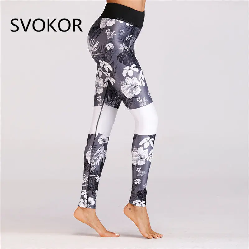 SVOKOR Фитнес-Леггинсы с цветочным принтом 2019 новое платье завышенной талией
