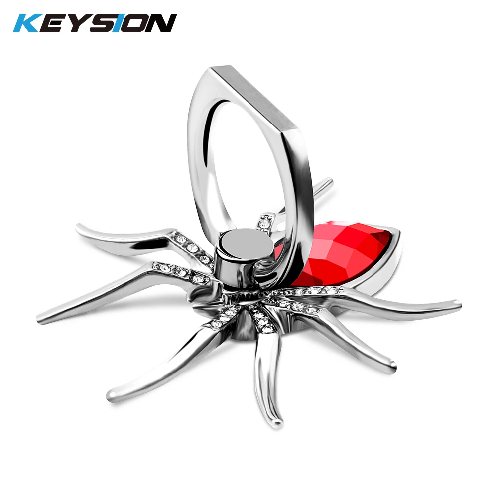 KEYSION Универсальный Роскошный металлический паук Bling Finger Ring Holder вращающийся на 360 Телефон Стент Алмазный держатель для мобильного телефона Подставка для пальца