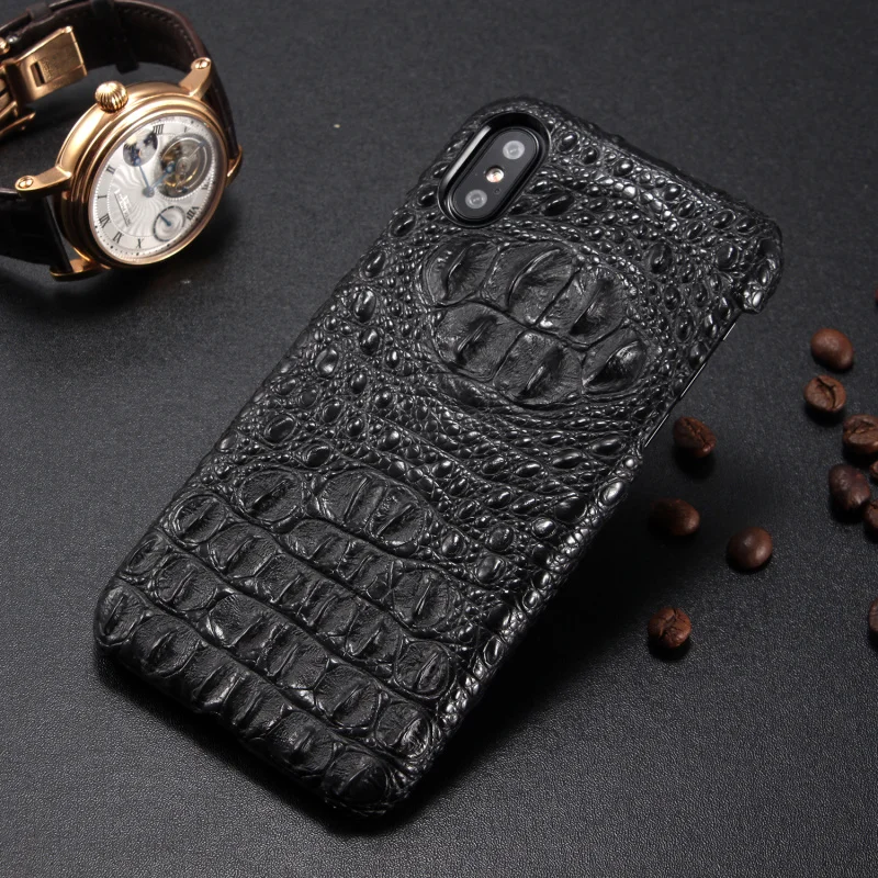 

Luxury Imitation Crocodile Head Leather Phone Case For iPhone X Stylish Genuine Leather Hard Back Cover For Apple iPhone X Cases