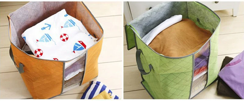 Travel Storage Bag Box Portable Organizer Fold Large Non Woven Breathable Bamboo Clothing Underbed Pouch Cube Suitcase FB0084 (7)