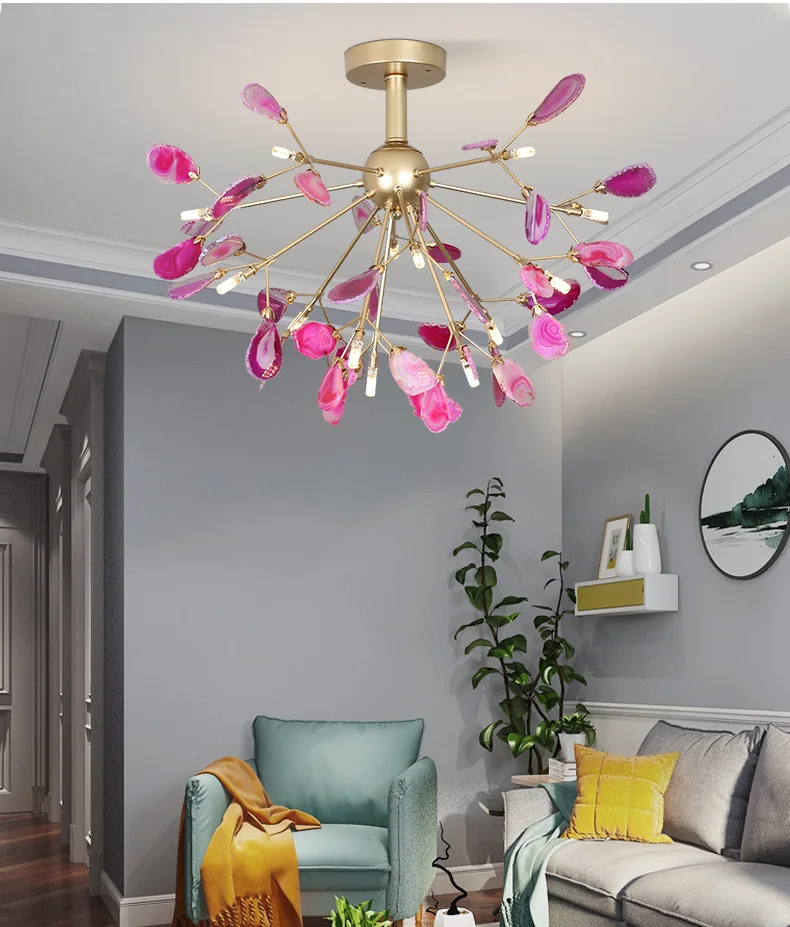 Современный красочный агат фойе светодиодный подвесной светильник романтическое искусство Дизайн Украшение Подвесная лампа для