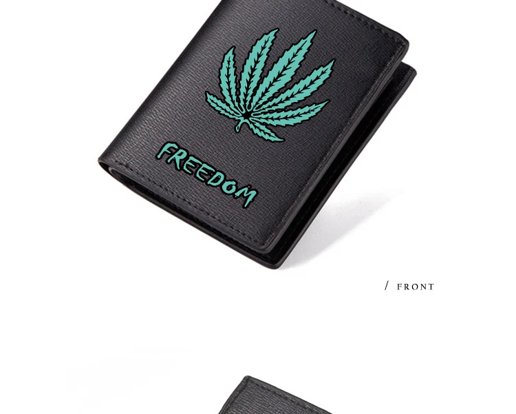 Jamaican Reggae Leaves Wallet Black Long Men Purse Short Bilfold Carteira Leaves Pattern Wallets (3)