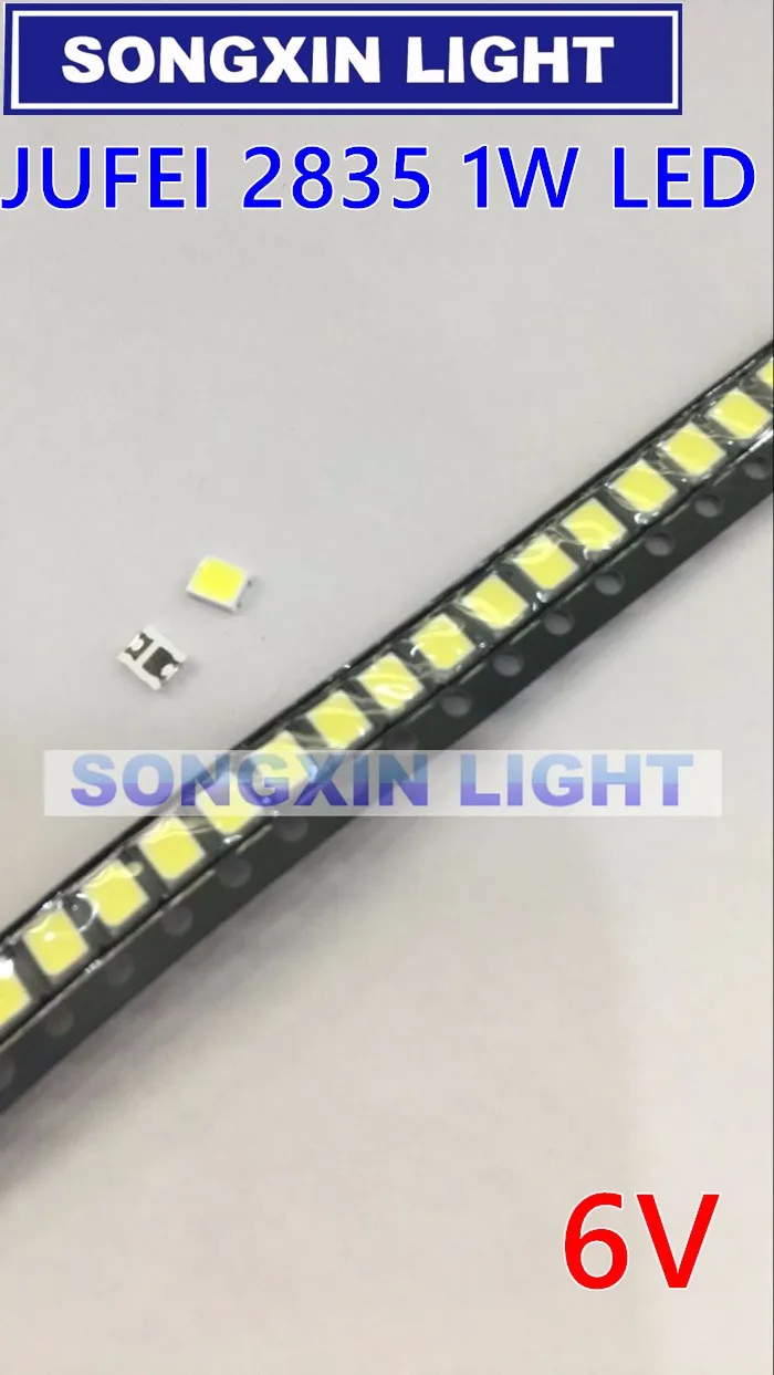 120 шт./лот Jufei 1 Вт 2835 6 в SMD светодиодный 3528 106LM холодный белый для ТВ/ЖК-подсветки применение