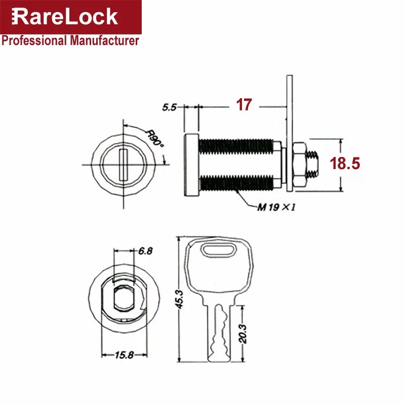 Rarelock высокий замок безопасности для шкафа ATM кассовый ящик Сейф оборудование латунный ключ DIY мебельное оборудование JA29 bb