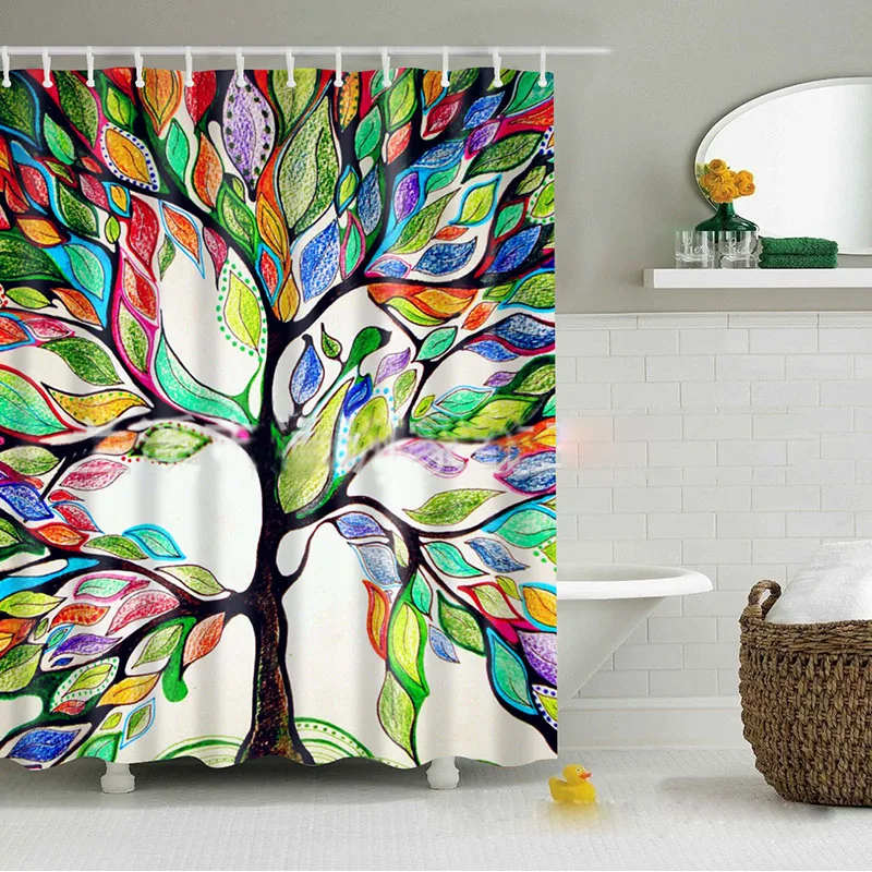 

1PCS Color big tree creative digital printing shower curtain bathroom supplies bathroom decoration DA