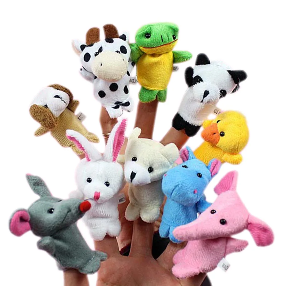 10 x Cartoon Funny Farm Biological Animal Finger Puppet Plush Toys Child font b Baby b