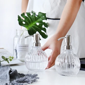 

Glass hand sanitizer bottle press shampoo shower gel sub-bottle home creative lotion bottle transparent empty bottle WF709411