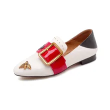 XIUNINGYA/женские лоферы; новые модные туфли на плоской подошве с металлической пряжкой; большие размеры 43; Разноцветные слипоны; женские криперсы; мягкая повседневная женская обувь