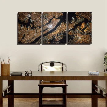 

Aerial View Map Wall Art Canvas Prints Nightscape Poster Artwork Wall Decor Landscape Canvas Painting Home Wall Art Dining Room