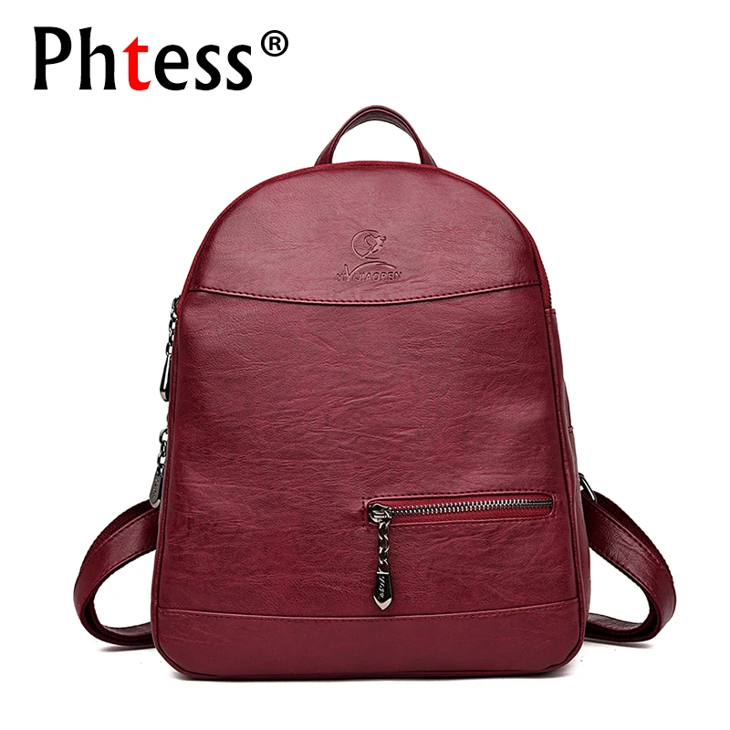 

2019 Vintage Women Leather Backpack Ladies Sac a Dos Preppy Female Backpack Large Capacity Travel Bagpack Solid Rucksack Mochila