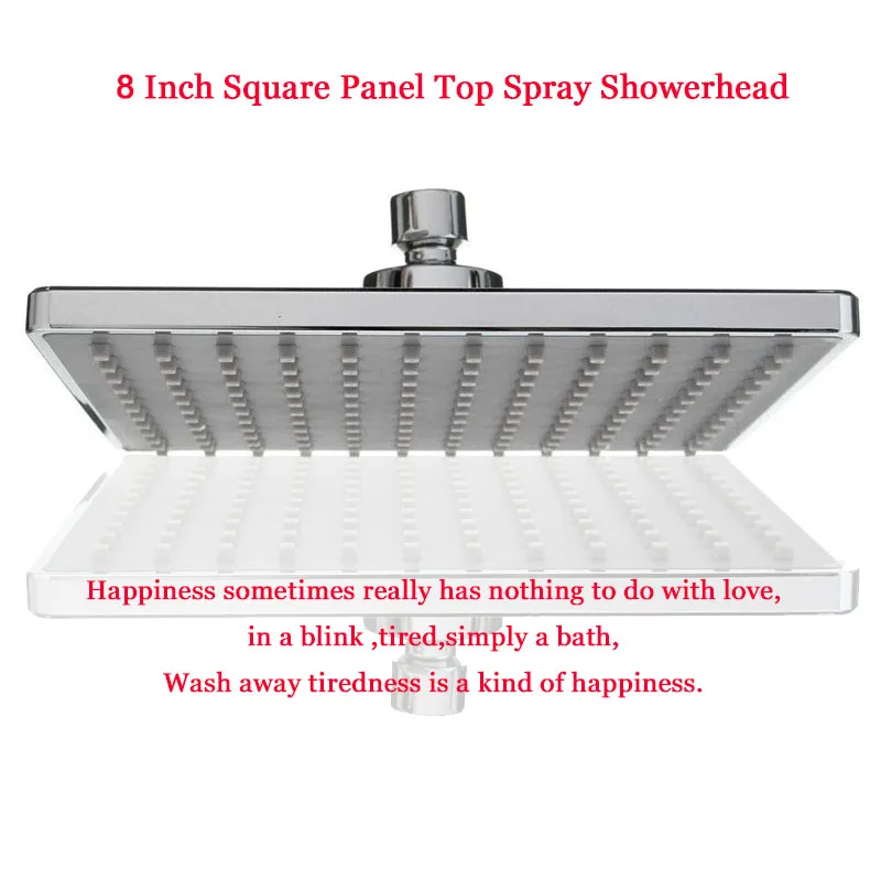 New 8 Inches Top Spray Showerhead Bathroom Rainfall High Pressure Rain Shower Head Single Head Oversized Square Panel