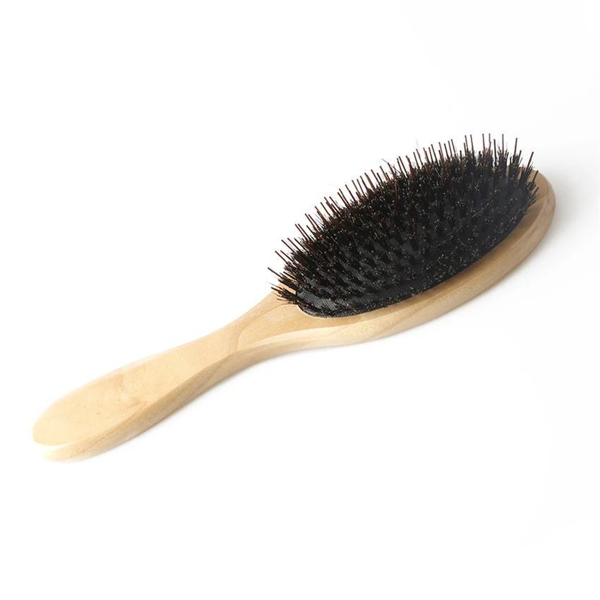 Cushion Boar Bristle Wood Hair Brush In Classic Design, Barber